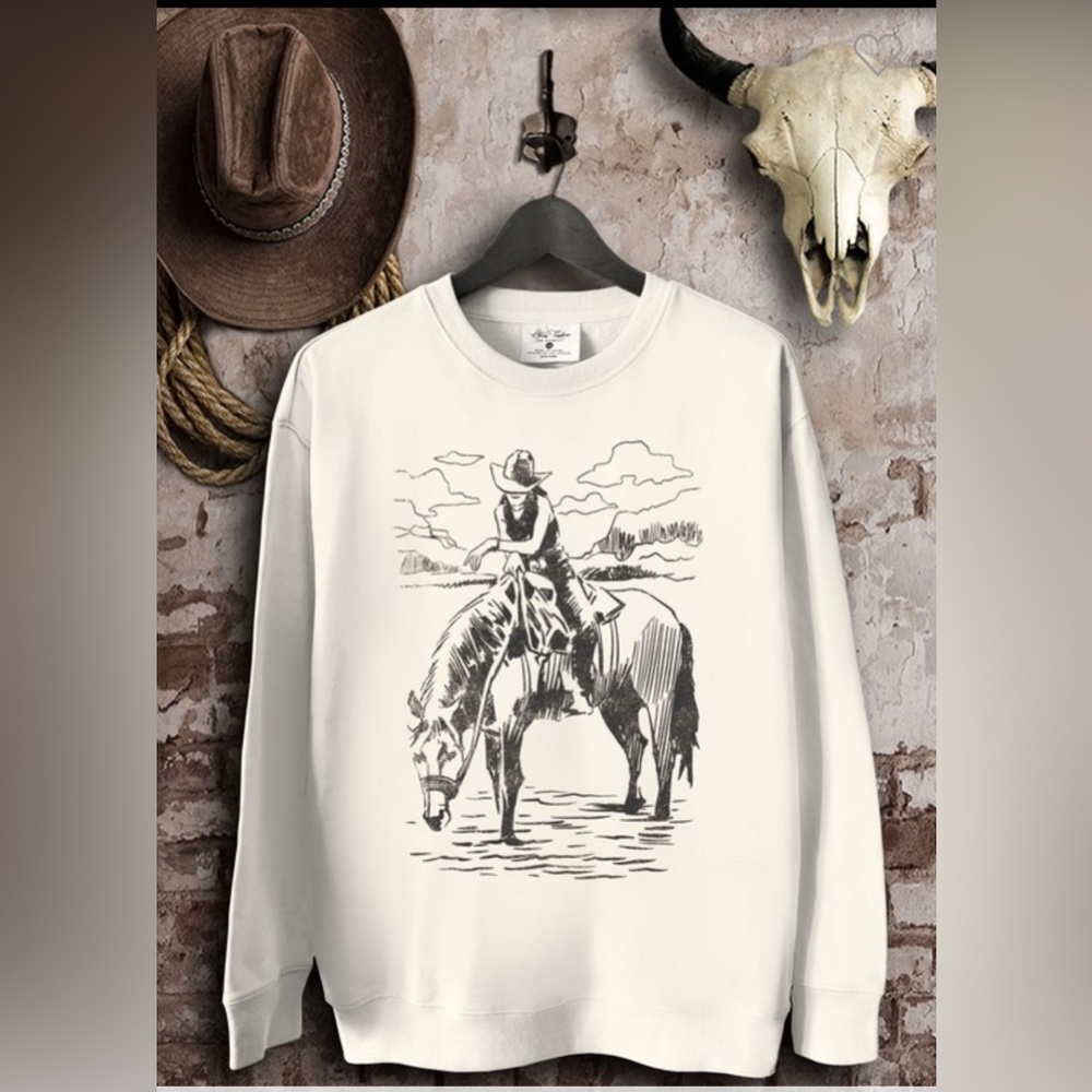 🤍More sizes added🤍 🌵 Western Cowgirl Horse Excellent Quality Soft French Terry🌵